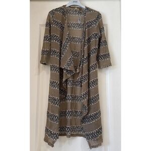 NWT BKE‎ Long Cardigan Duster Brown Tan Open Front Boho Lagenlook Sz S Hippie